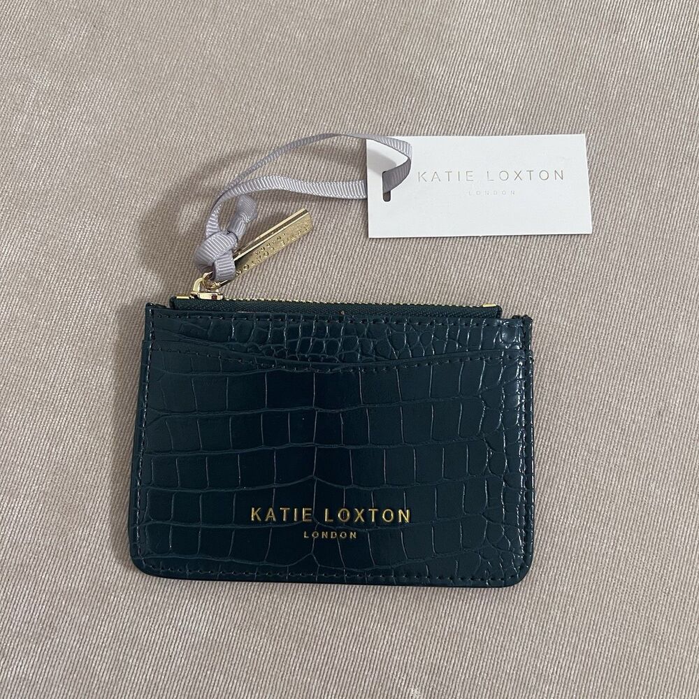 Katie Loxton Celine Faux Croc Card Holder in Forest Green NWT